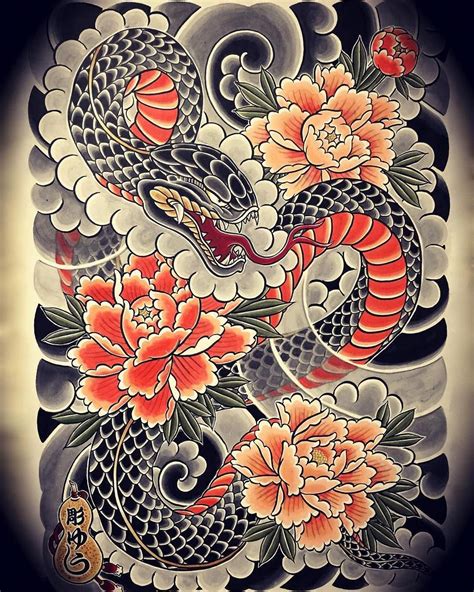 asian snake tattoo|More.